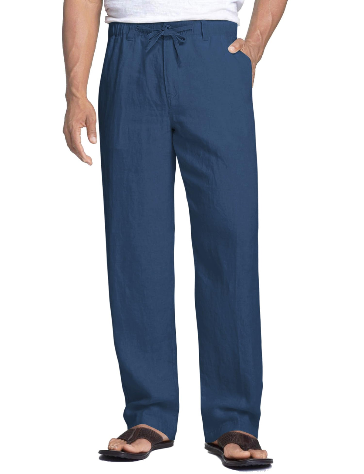 COOFANDY Men's Linen Pants Casual Lightweight Drawstring Beach Summer Pant