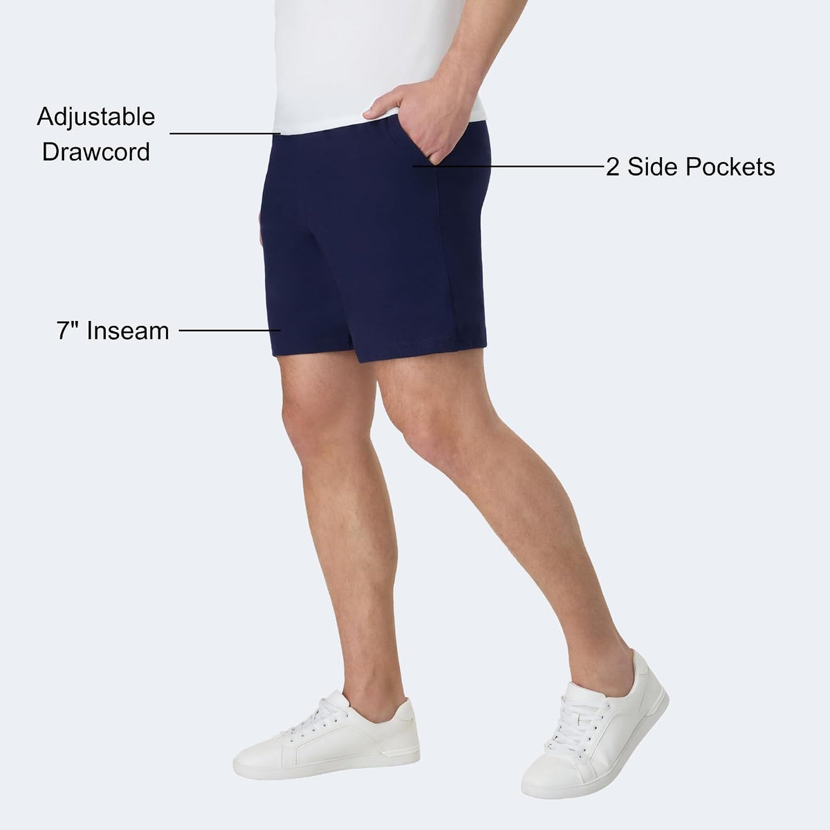 Hanes Men's Originals Cotton Pockets, Pull-on Jersey Gym Shorts, 7"