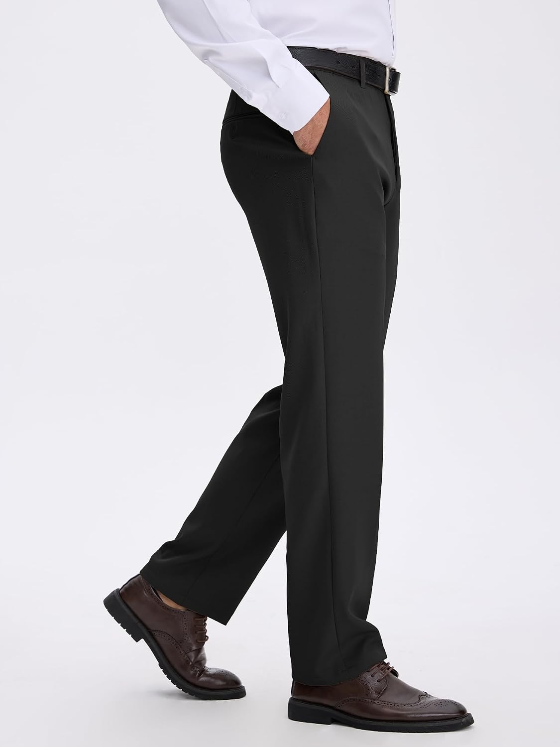 PLEPAN Men's Classic Fit Dress Pants Wrinkle‑Resistant