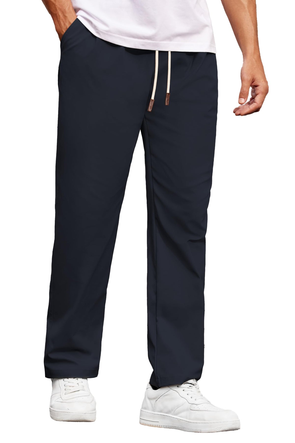 COOFANDY Men's Casual Chino Pants Drawstring Elastic Waist Relaxed Fit Pant