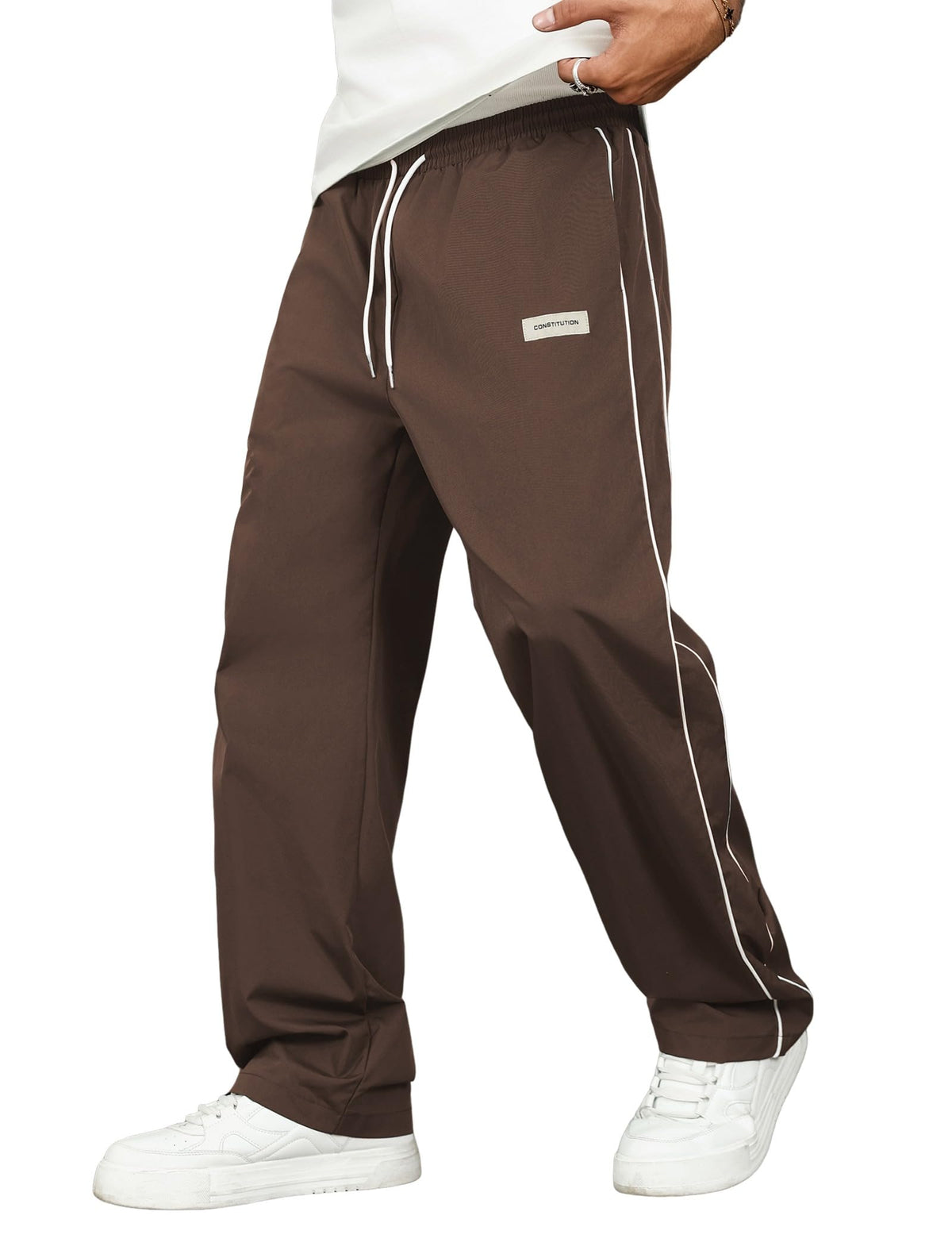 ZAFUL Mens Casual Sweatpants Stripe Drawstring Letter Y2K Baggy Track Pants