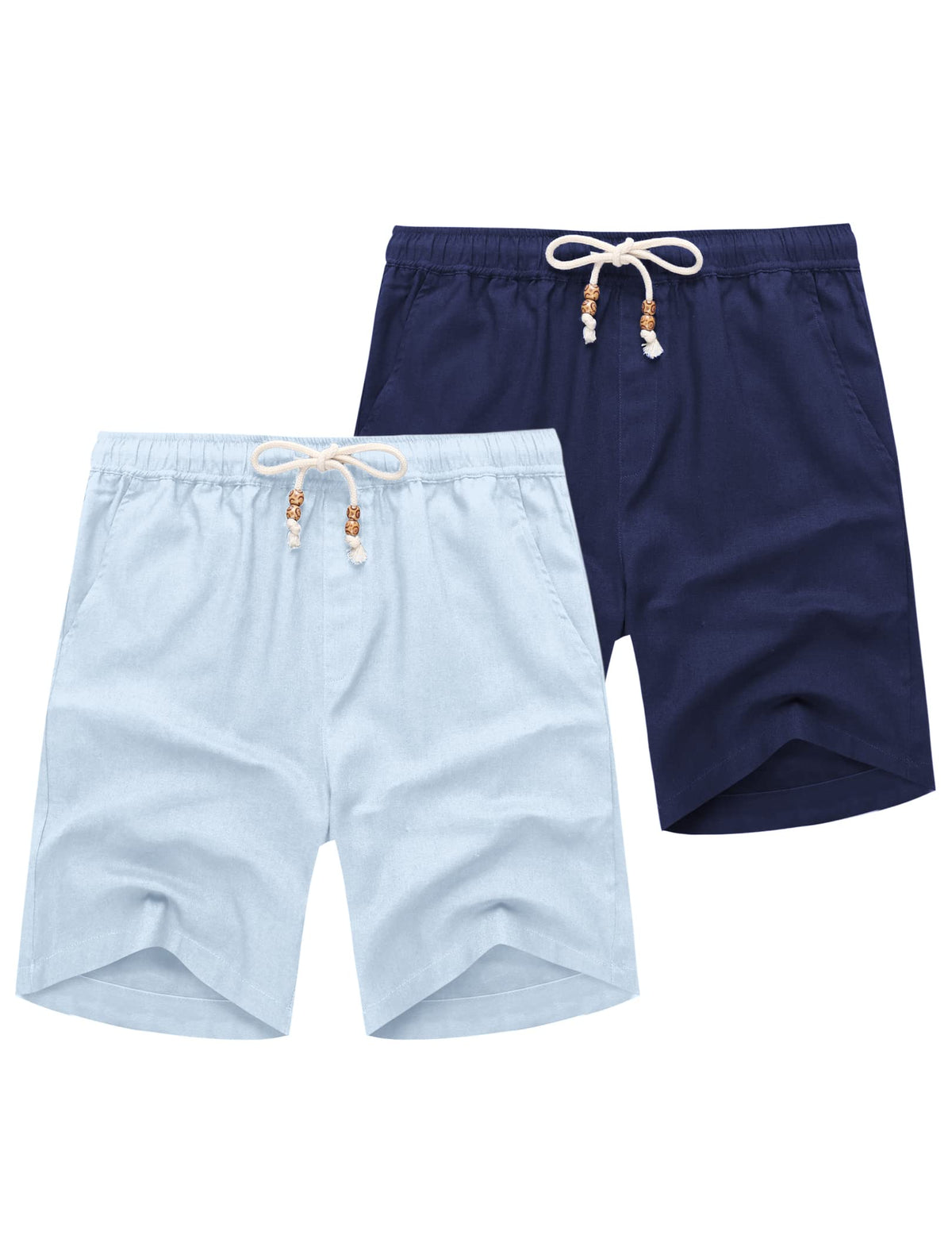 COOFANDY Men's Linen Shorts Casual Summer Beach 9"/ 7" Drawstring Shorts