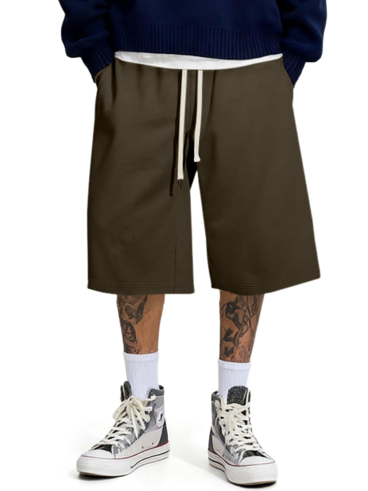 JMIERR Men's Baggy Sweat Shorts Below Knee Drawstring