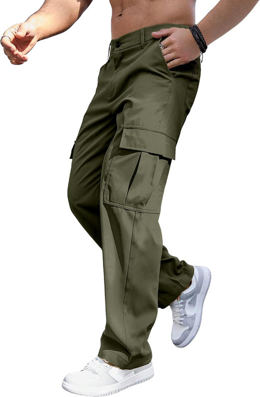 Comdecevis Men's Casual Cargo Pants Relaxed Fit Work Pants