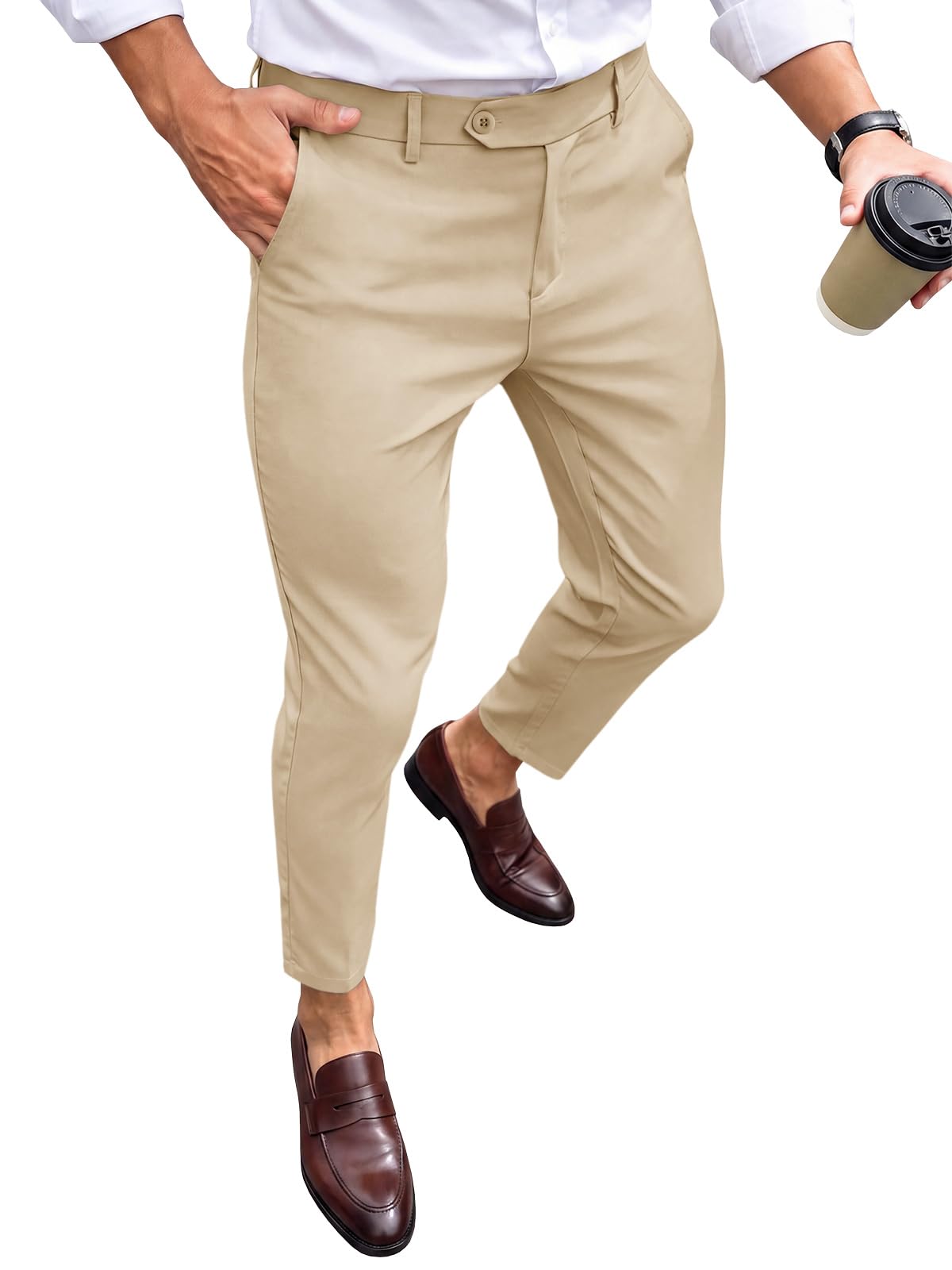 Runcati Mens Slim Fit Dress Pants Casual Stretch Skinny Trousers 30"/32"