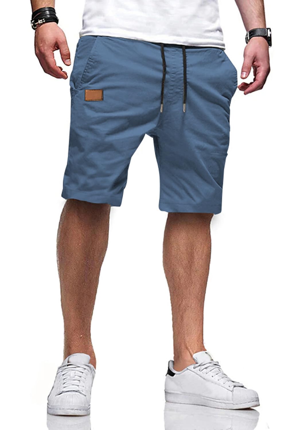 JMIERR Mens Cotton Stretch Shorts Casual Drawstring Twill Chino Shorts