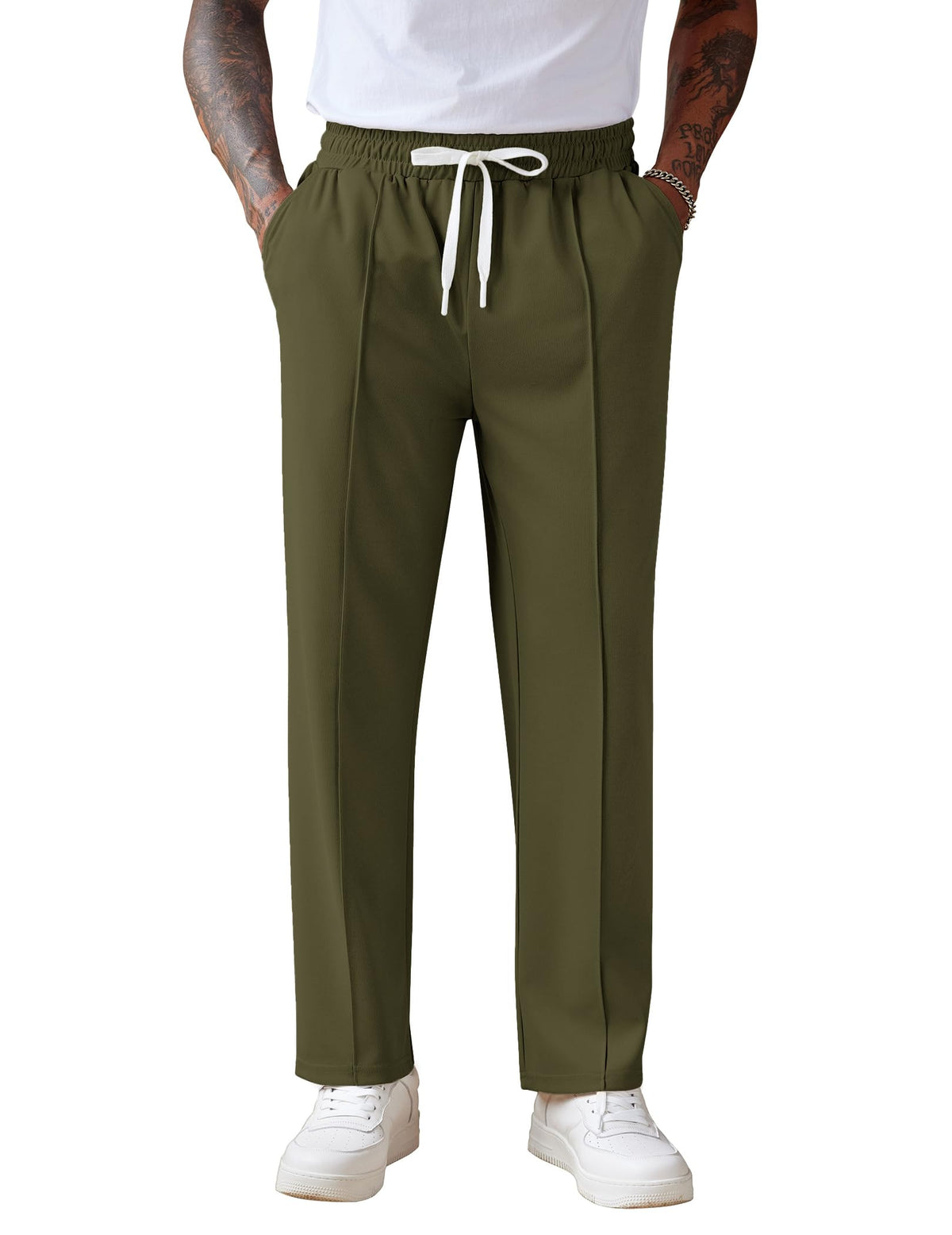 COOFANDY Men's Knit Sweatpants Straight Leg Casual Pants with Drawstring