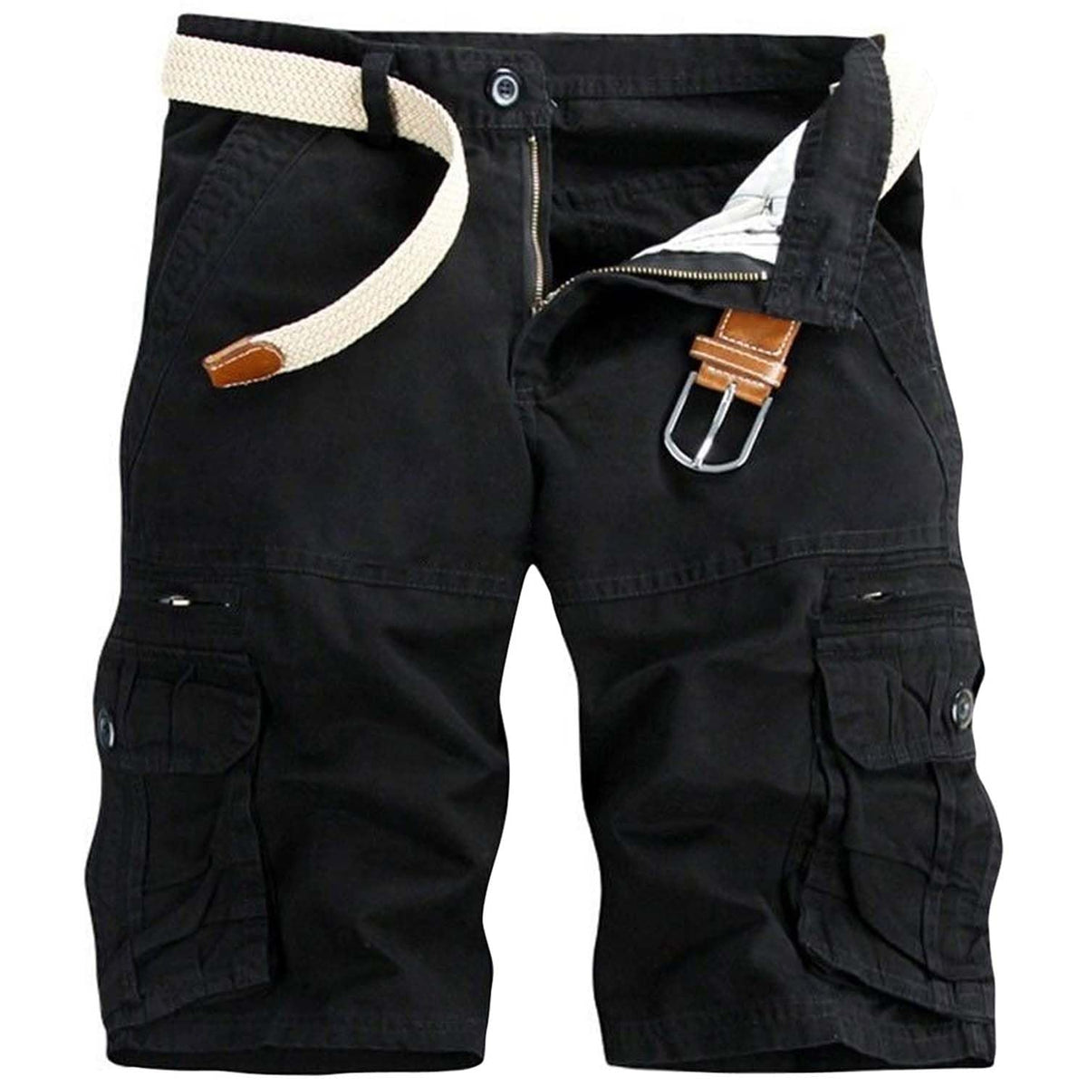 GLESTORE Mens Cargo Shorts Cotton Work Casual Shorts for Men Multi Pockets