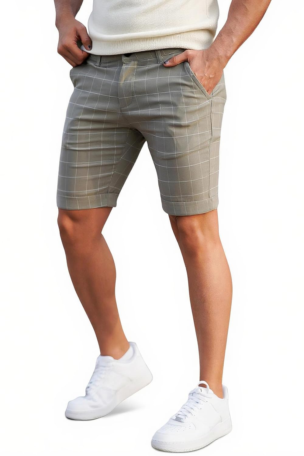 GINGTTO Mens Slim Fit Shorts Stretch Tapered Leg Skinny Chinos 5" 7"