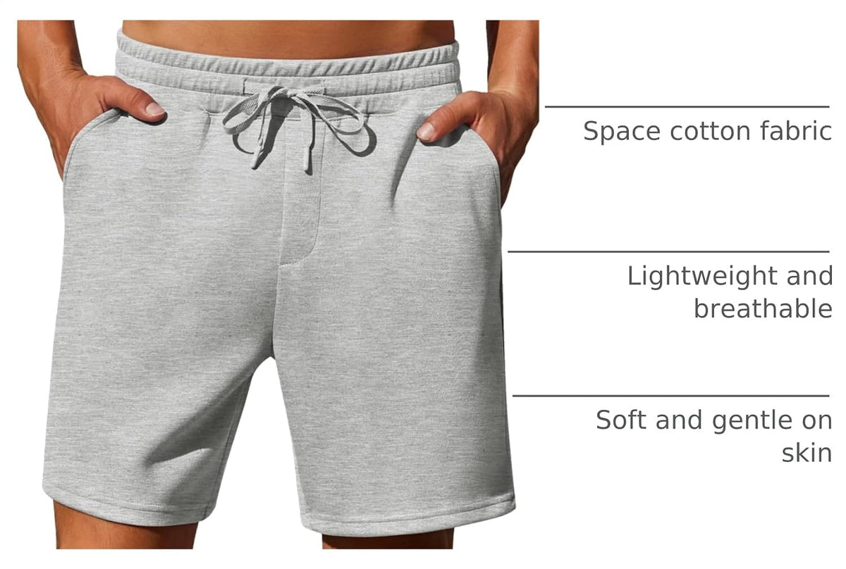 PINSPARK Mens Lounge Sweat Shorts,7" Casual Gym Athletic Workout Short
