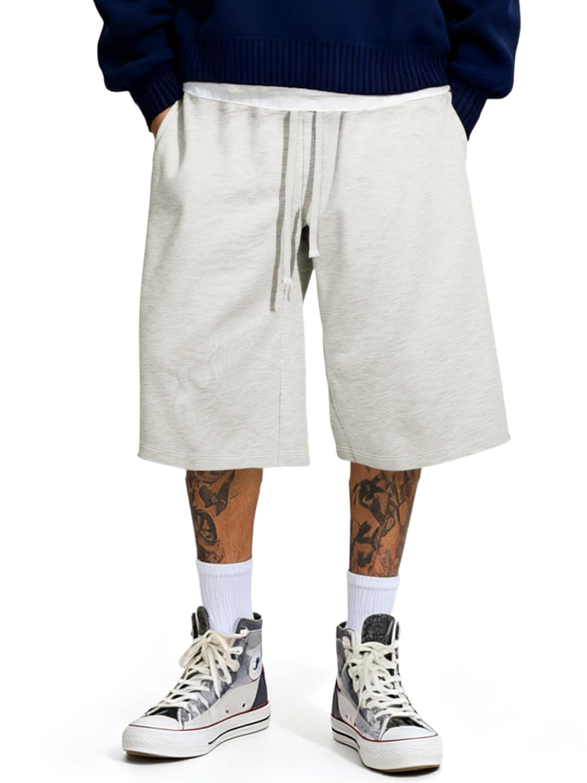 JMIERR Men's Baggy Sweat Shorts Below Knee Drawstring