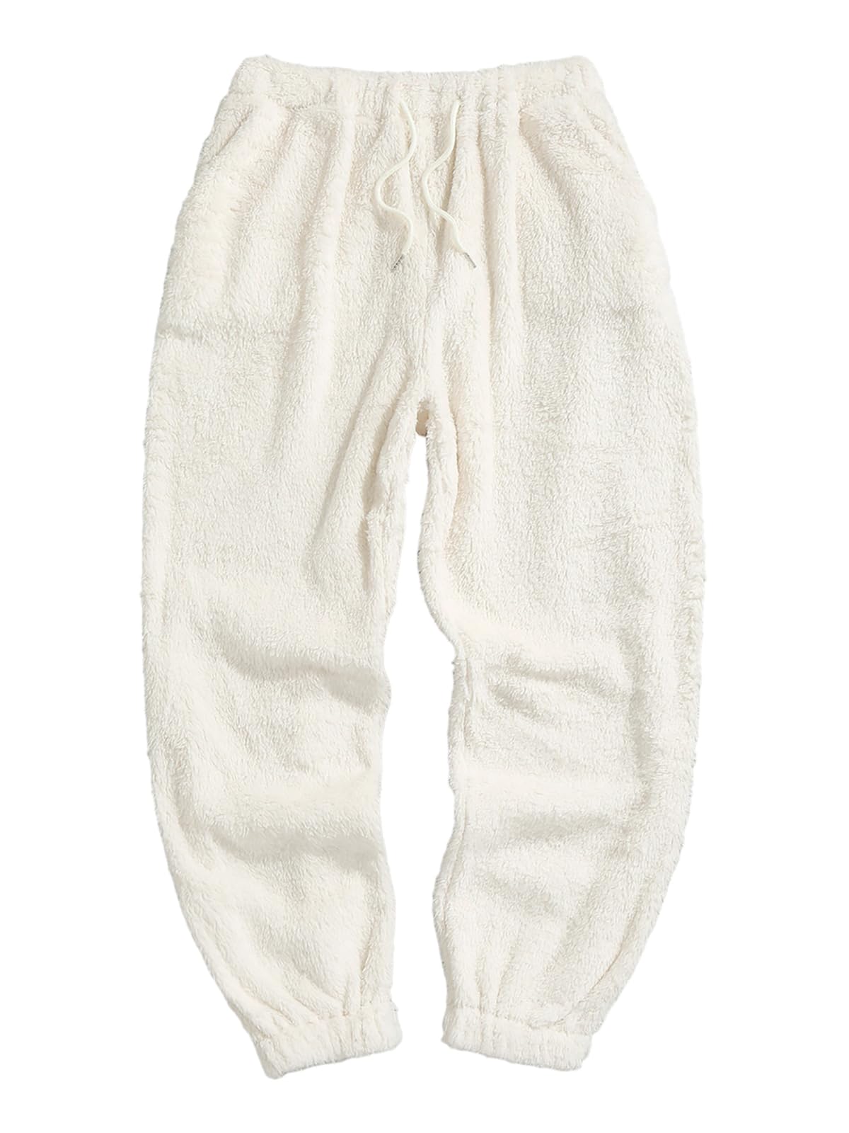 ZAFUL Men Fluffy Teddy Fuzzy Pajama Pants Plush Loungewear Trousers with Pockets