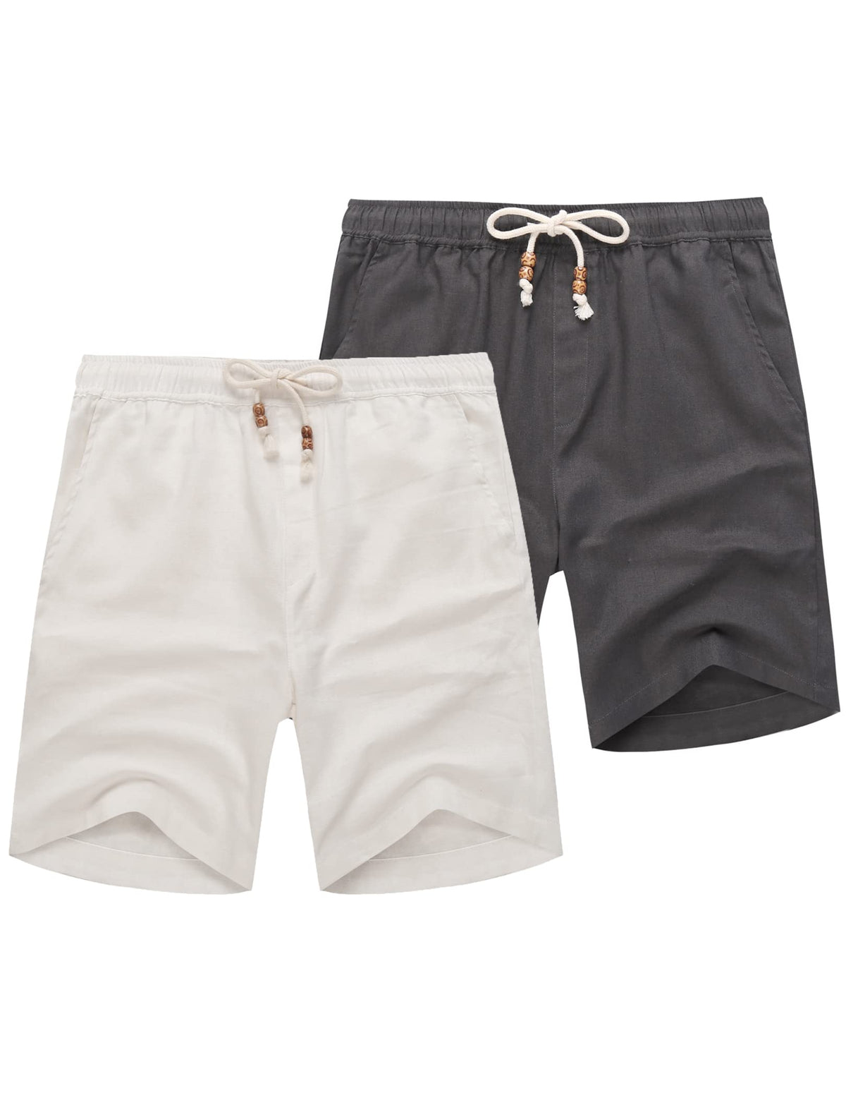COOFANDY Men's Linen Shorts Casual Summer Beach 9"/ 7" Drawstring Shorts