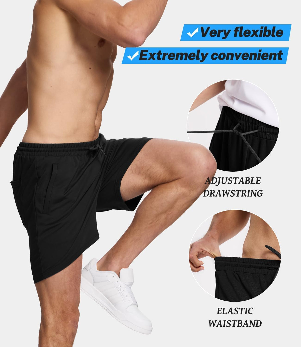 BAMBOO COOL Men's Athletic Shorts, Quick Dry Running Workout with Pockets