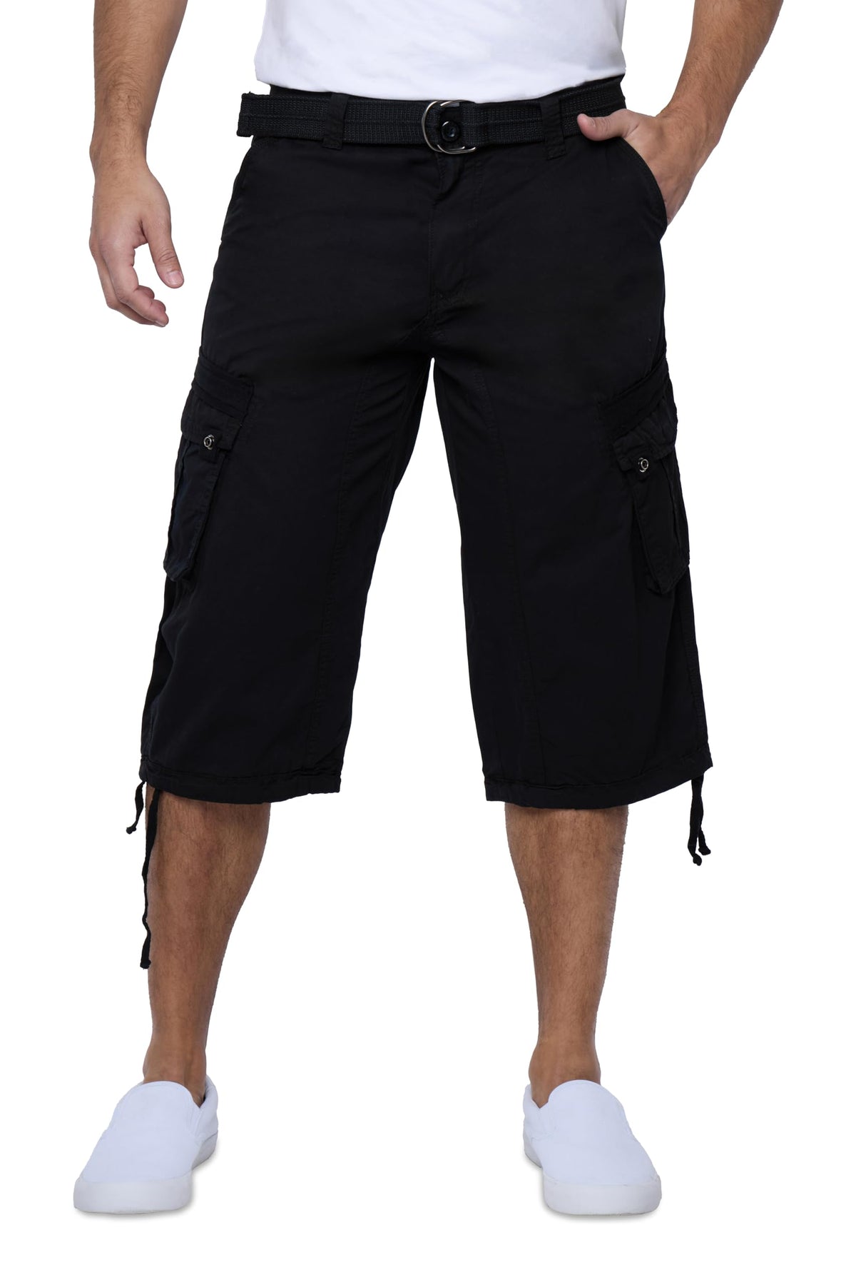 X RAY Men's Belted Long Cargo Shorts for Men, Below Knee Length Mens Cargo Shorts, 3/4 Pants (Big and Tall Shorts for Men)