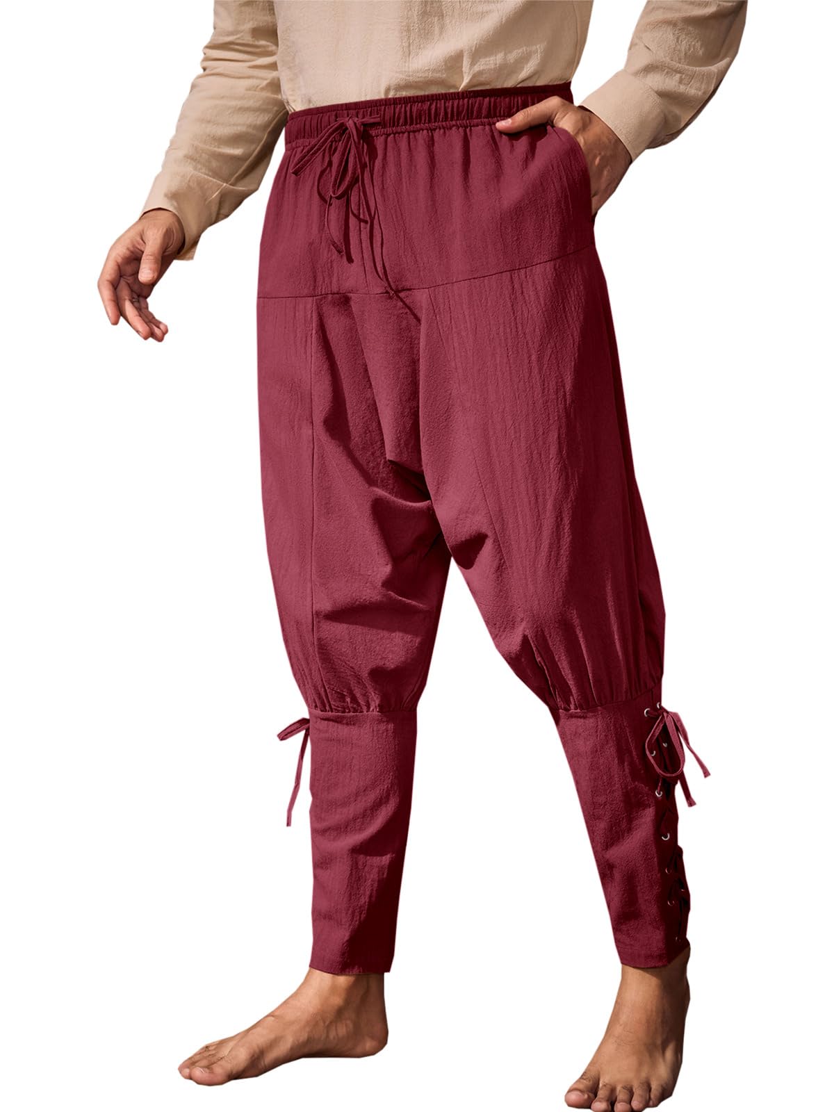 Runcati Mens Medieval Pants Renaissance Viking Pirate Costume Pants
