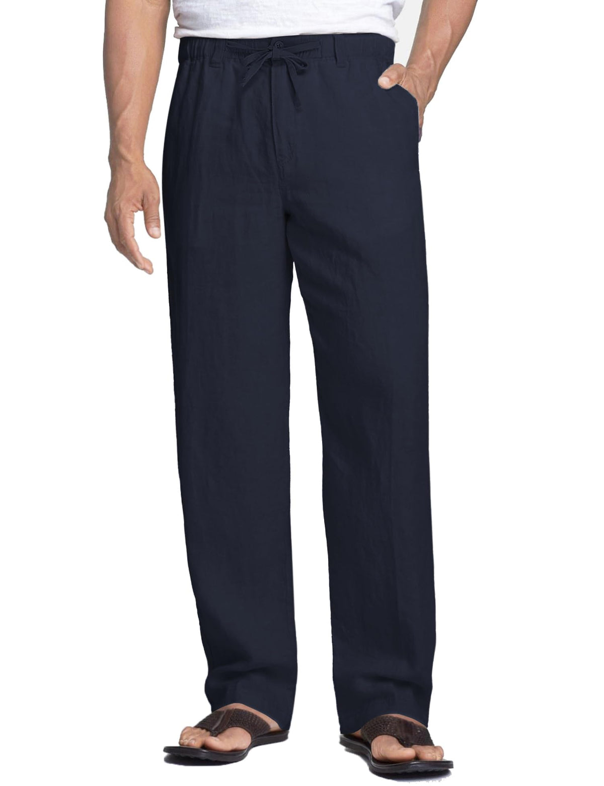 COOFANDY Men's Linen Pants Casual Lightweight Drawstring Beach Summer Pant