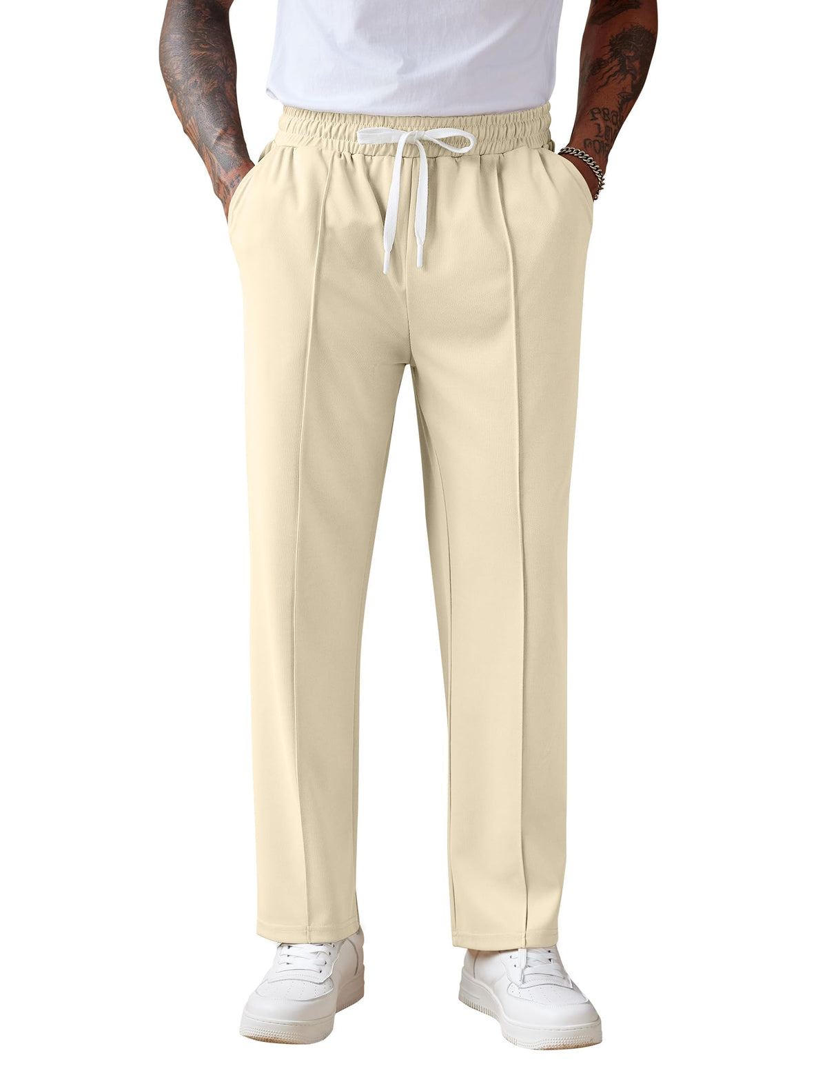 COOFANDY Men's Knit Sweatpants Straight Leg Casual Pants with Drawstring