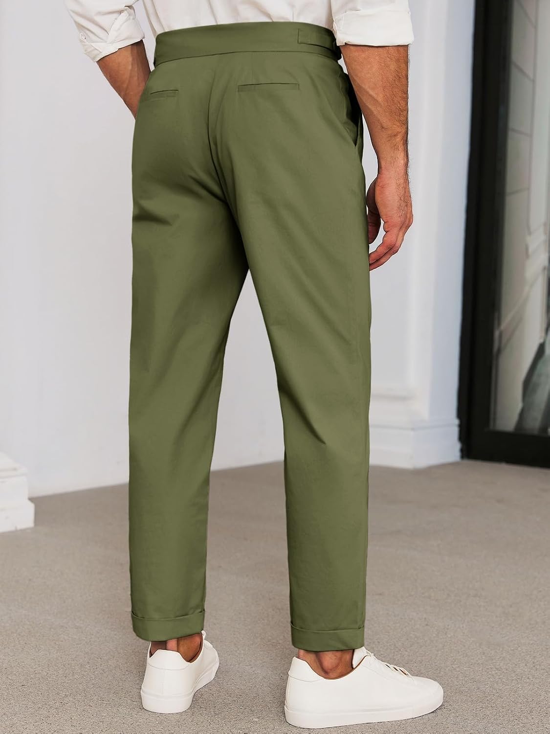 Runcati Mens Chinos Slim Fit Pleated Front Tapered Casual Dress Pants