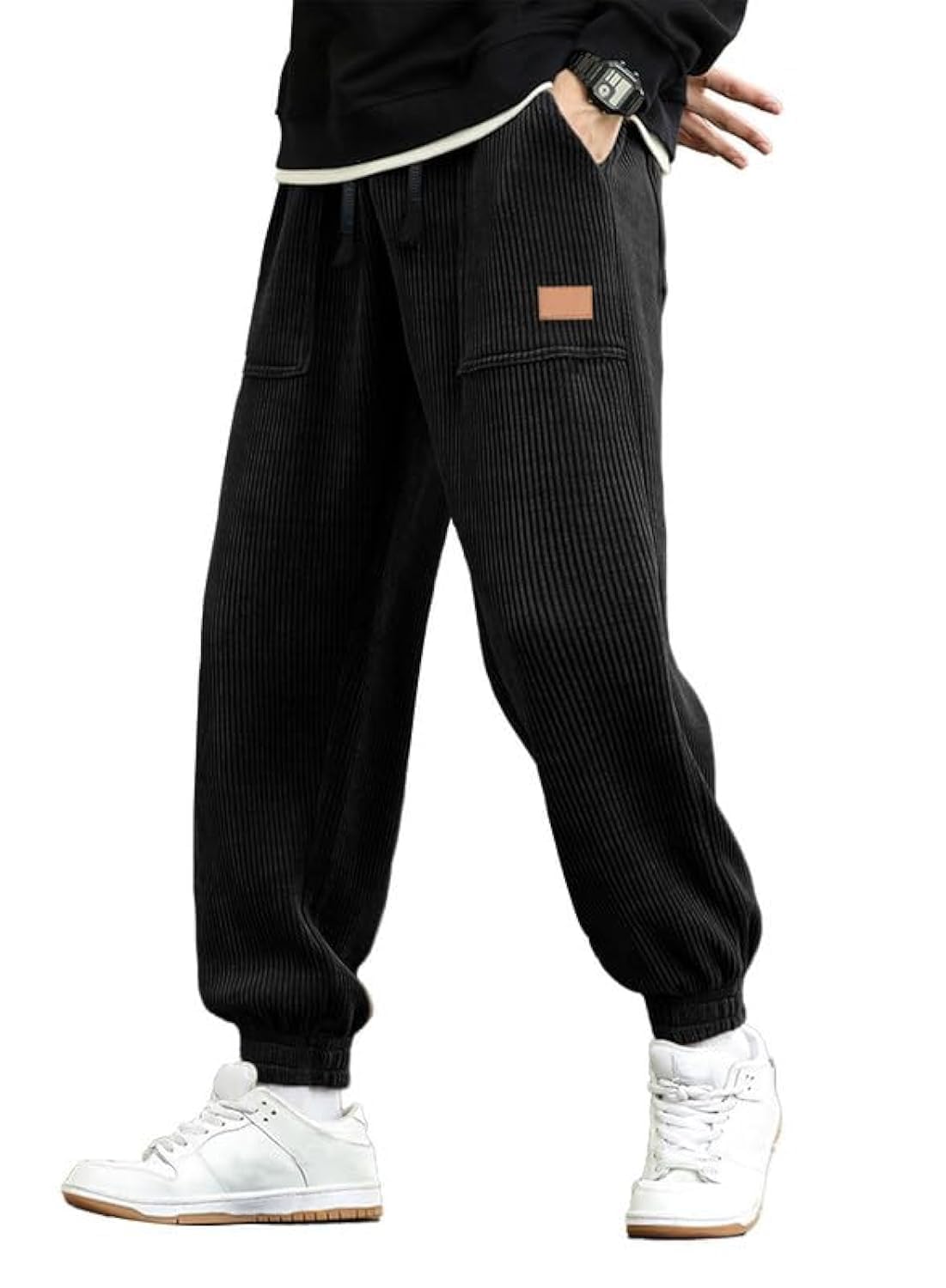 JMIERR Mens Corduroy Drawstring Sweatpants Casual Joggers Relaxed Fit Pants