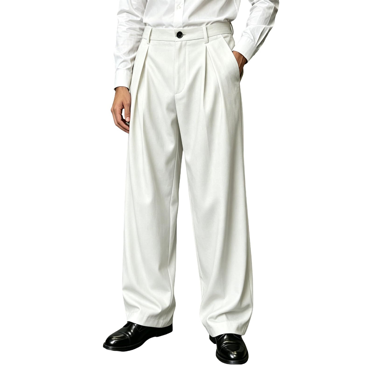 Percle Men's Pleated Baggy Wide Leg Dress Pants Old Money Casual Slacks