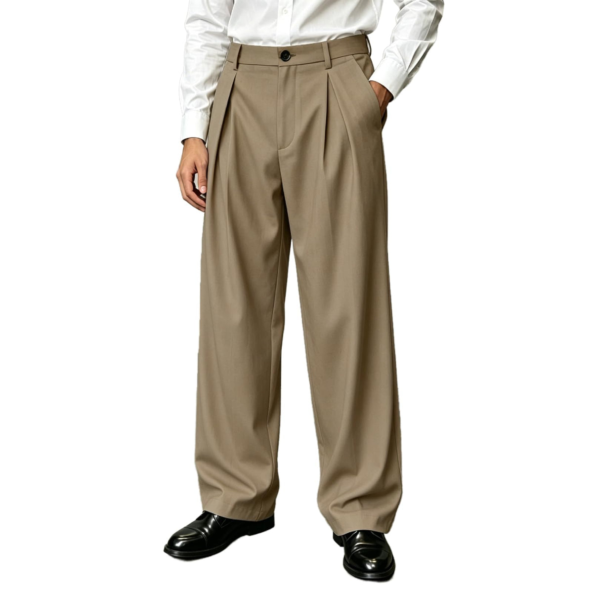 Percle Men's Pleated Baggy Wide Leg Dress Pants Old Money Casual Slacks