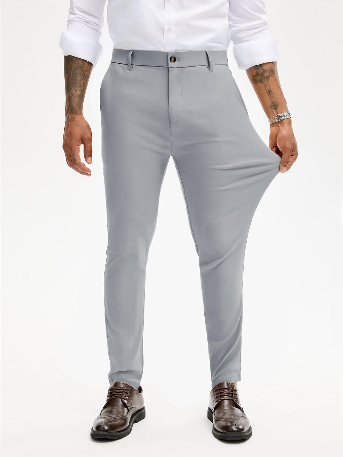 JMIERR Men's Skinny Stretchy Suit Pants