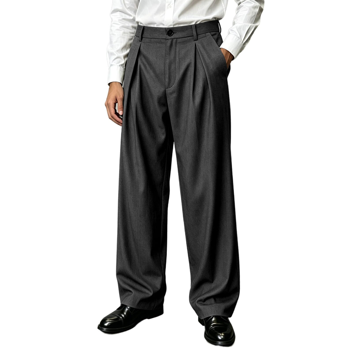 Percle Men's Pleated Baggy Wide Leg Dress Pants Old Money Casual Slacks