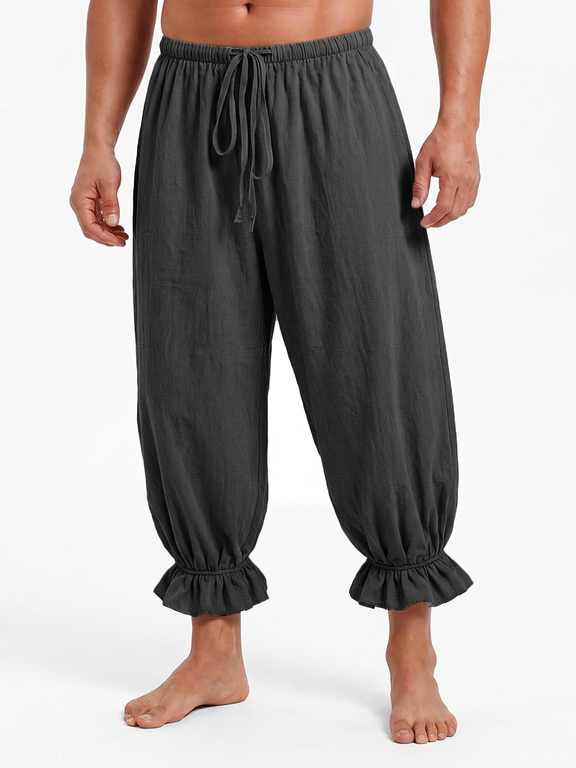 Runcati Mens Medieval Pirate Pants Renaissance Viking Baggy Harem Trousers