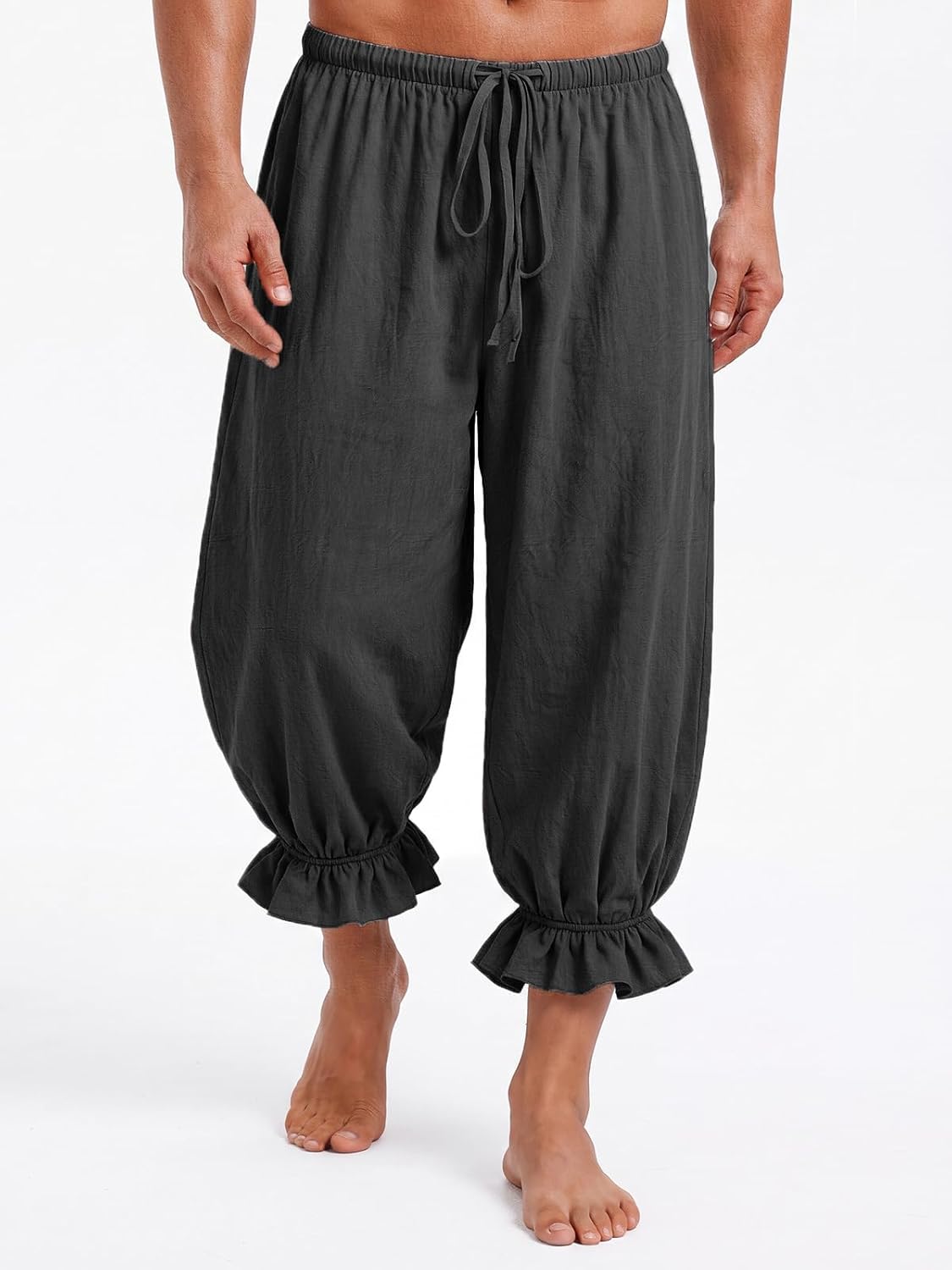 Runcati Mens Medieval Pirate Pants Renaissance Viking Baggy Harem Trousers