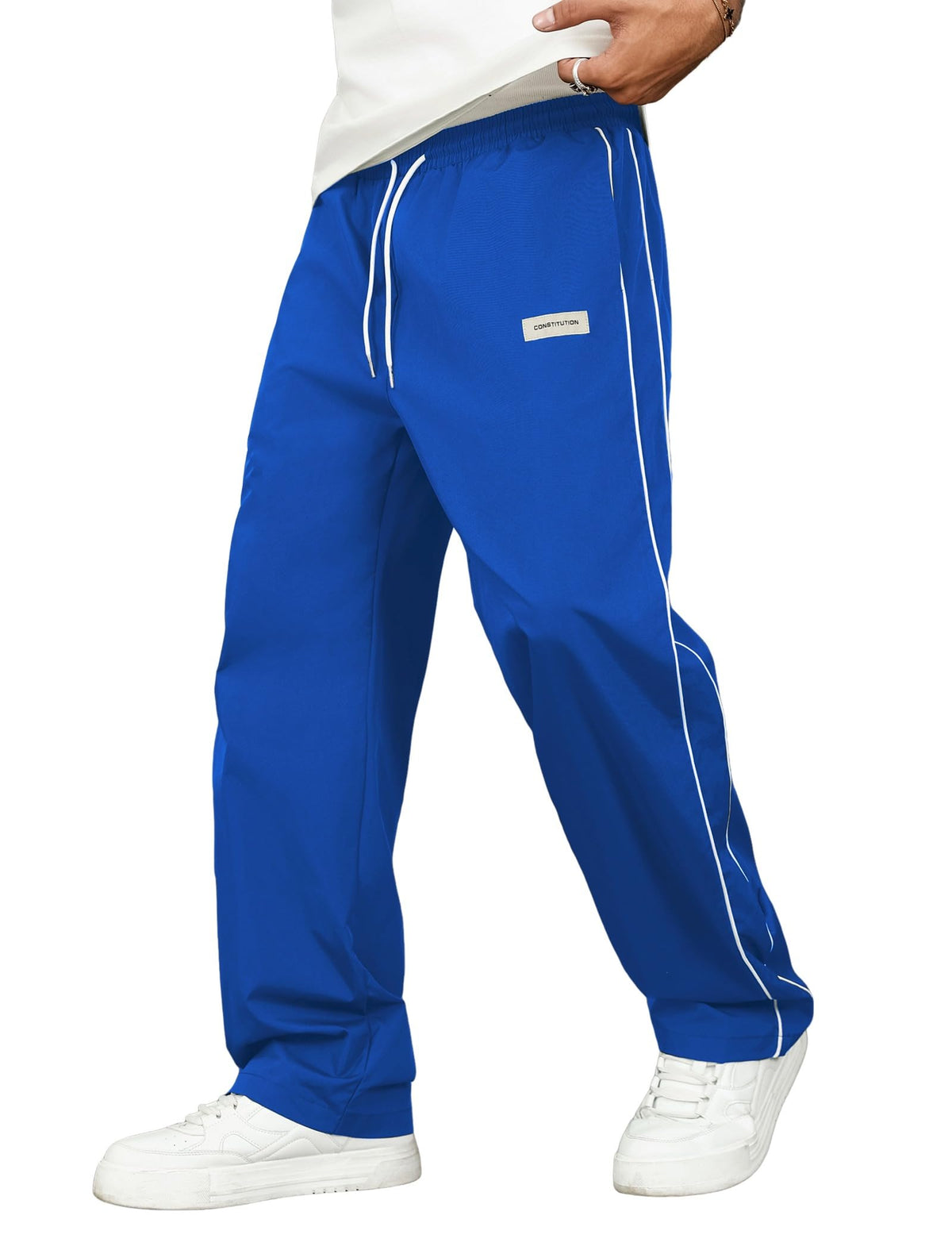 ZAFUL Mens Casual Sweatpants Stripe Drawstring Letter Y2K Baggy Track Pants