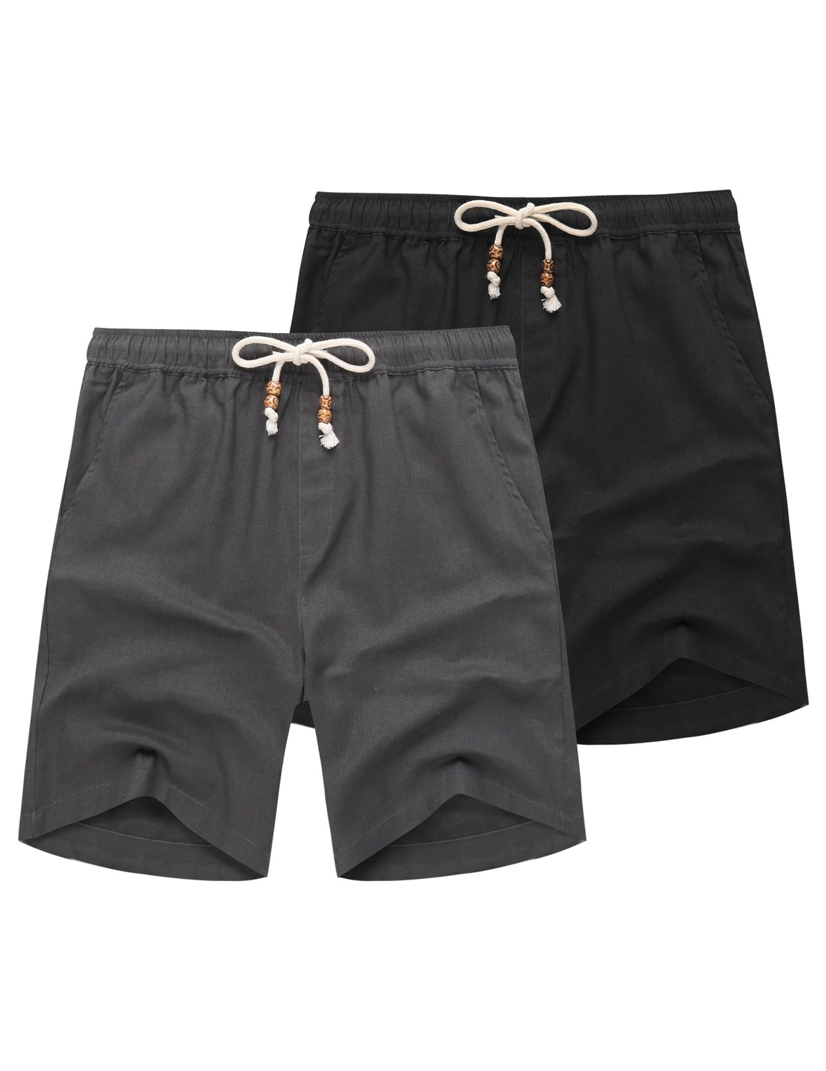 COOFANDY Men's Linen Shorts Casual Summer Beach 9"/ 7" Drawstring Shorts