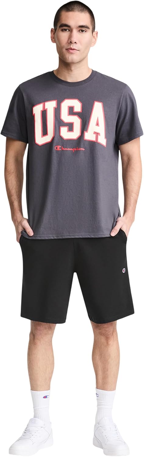Champion Men's Lounge Shorts, Standard Fit, 9 Inch Inseam, Lightweight 100% Cotton, Available in Regular and Big & Tall
