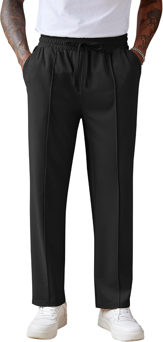 COOFANDY Men's Knit Sweatpants Straight Leg Casual Pants with Drawstring