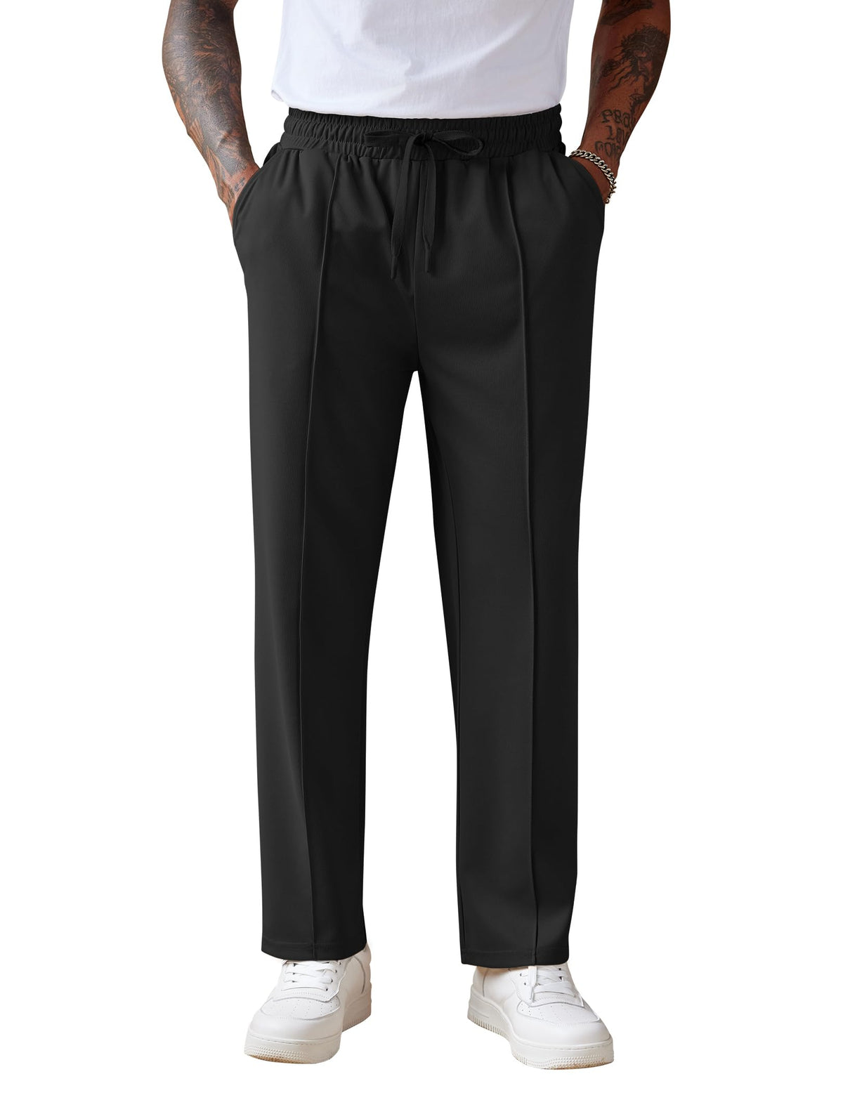 COOFANDY Men's Knit Sweatpants Straight Leg Casual Pants with Drawstring