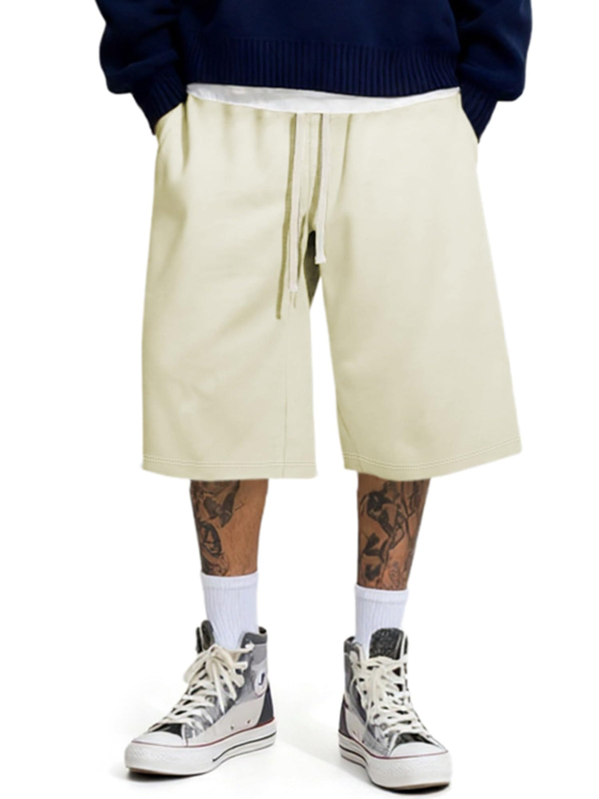 JMIERR Men's Baggy Sweat Shorts Below Knee Drawstring