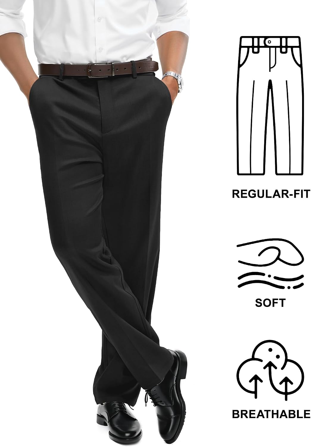 Comdecevis Men's Classic Fit Business Casual Wrinkle Resistant Dress Pants