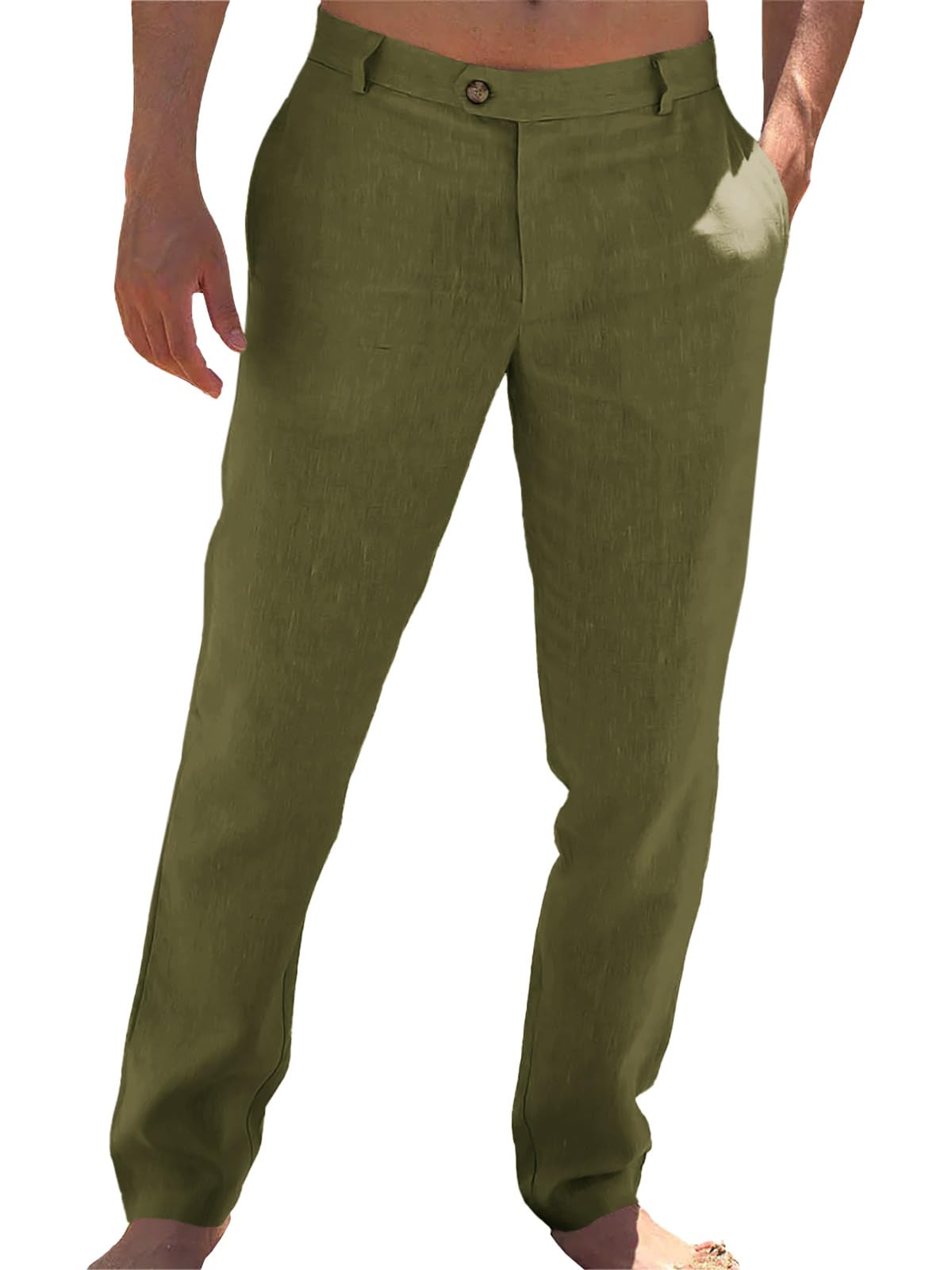 Runcati Mens Casual Pants Linen Dress Loose Summer Beach Yoga Trousers