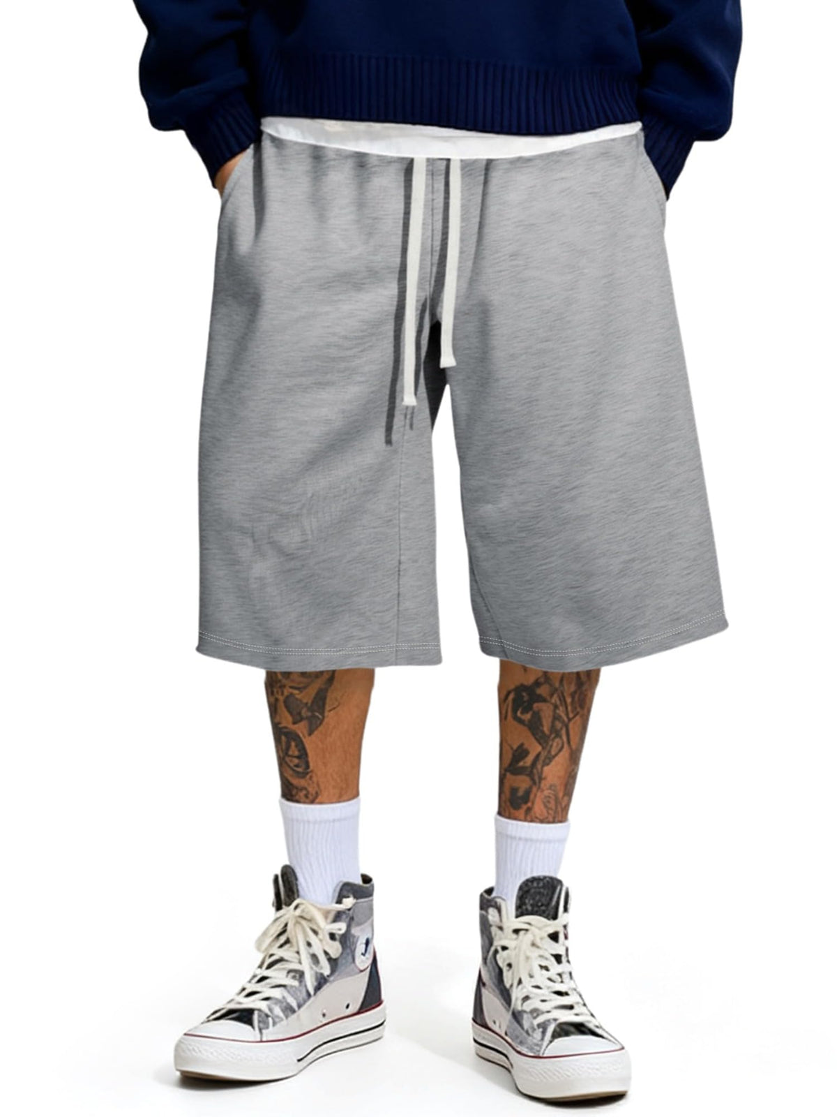 JMIERR Men's Baggy Sweat Shorts Below Knee Drawstring