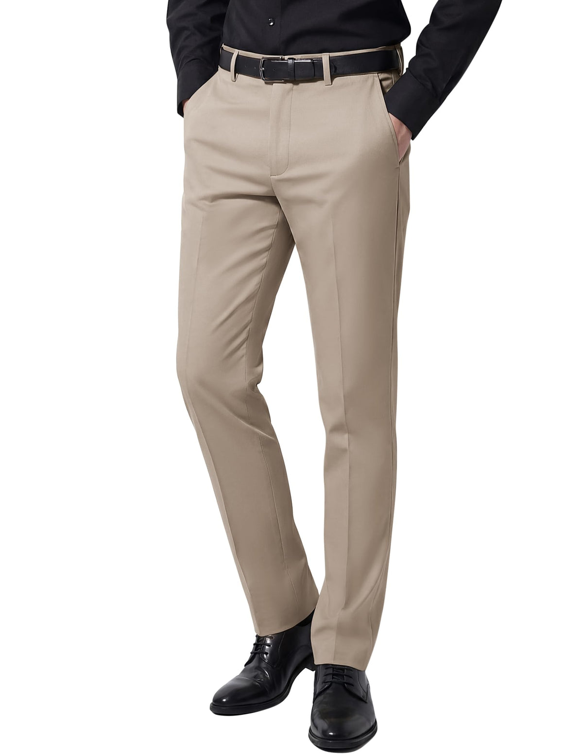 COOFANDY Men Dress Pants Slim Fit Suit Pants Expandable Waist Casual Slacks