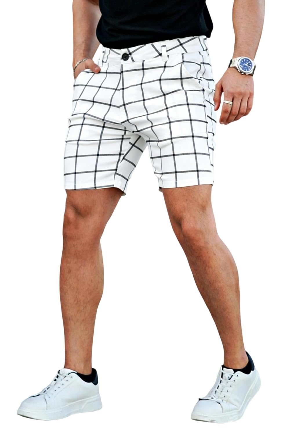 GINGTTO Mens Slim Fit Shorts Stretch Tapered Leg Skinny Chinos 5" 7"