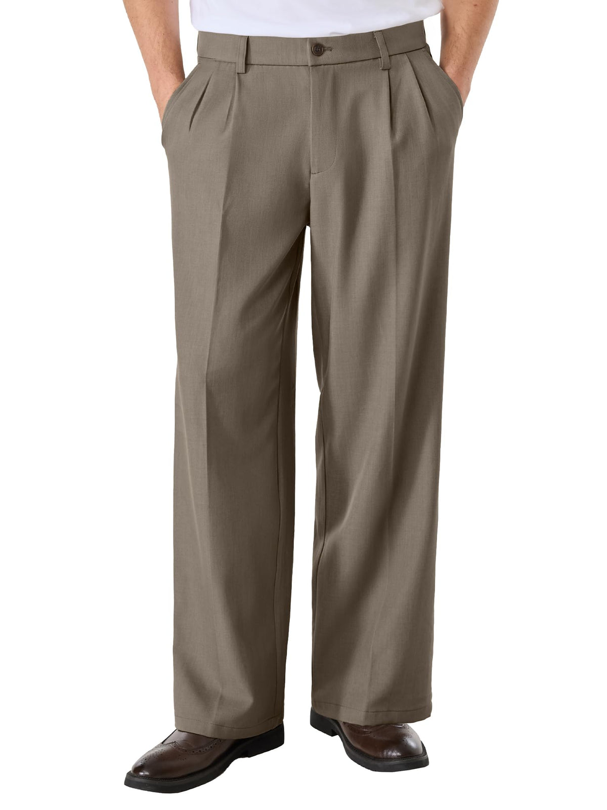 Comdecevis Men's Pleated Wide Leg Relaxed Fit Dress Pants