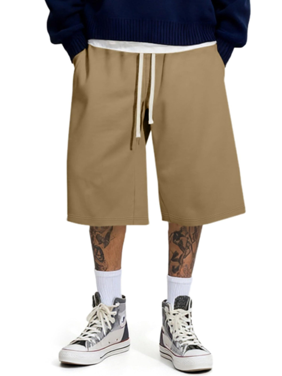 JMIERR Men's Baggy Sweat Shorts Below Knee Drawstring