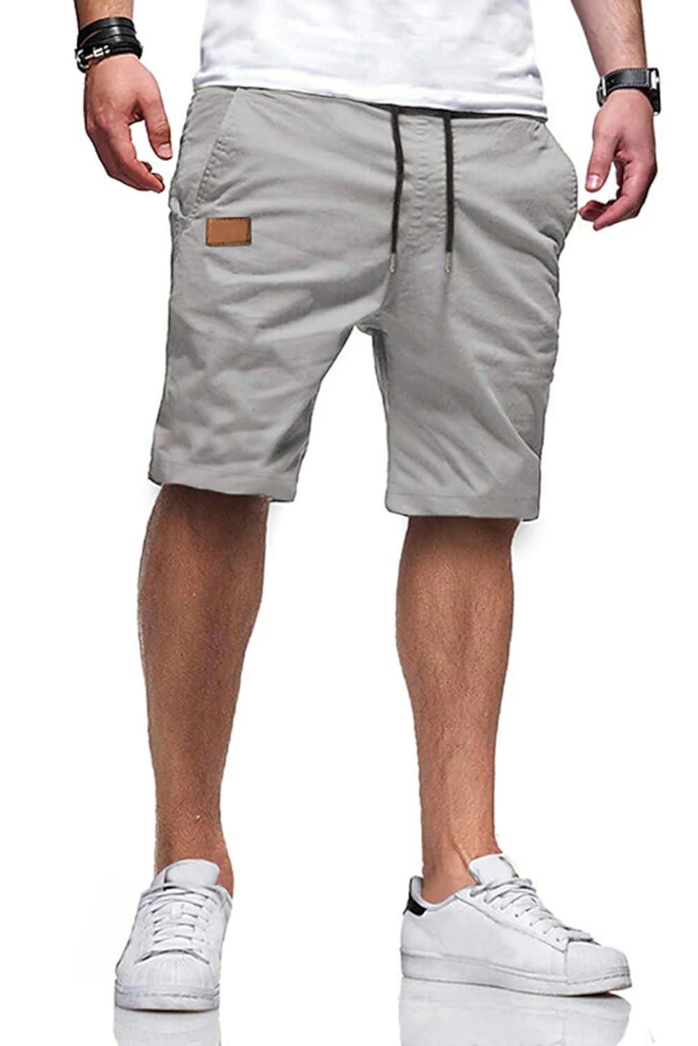 JMIERR Mens Cotton Stretch Shorts Casual Drawstring Twill Chino Shorts