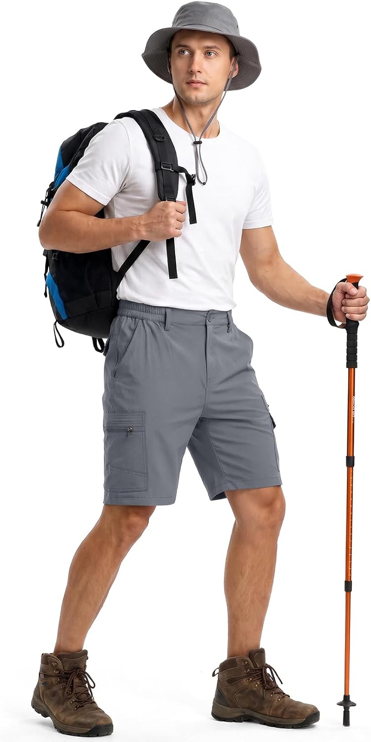 Jessie Kidden Mens Cargo Shorts Expandable Waist Quick Dry Hiking Shorts