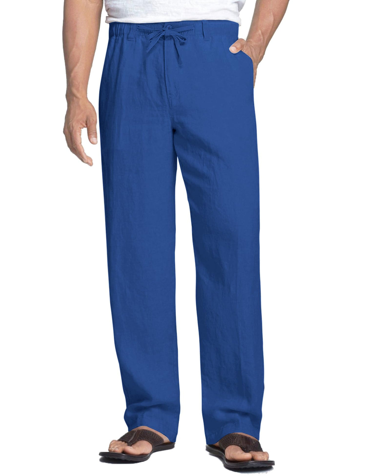 COOFANDY Men's Linen Pants Casual Lightweight Drawstring Beach Summer Pant