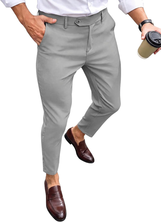 Runcati Mens Slim Fit Dress Pants Casual Stretch Skinny Trousers 30"/32"