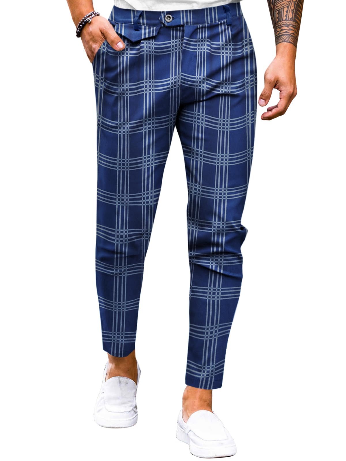 Mens Chinos Slim Fit Pants Stretch Tapered Dress Pant Casual Trousers