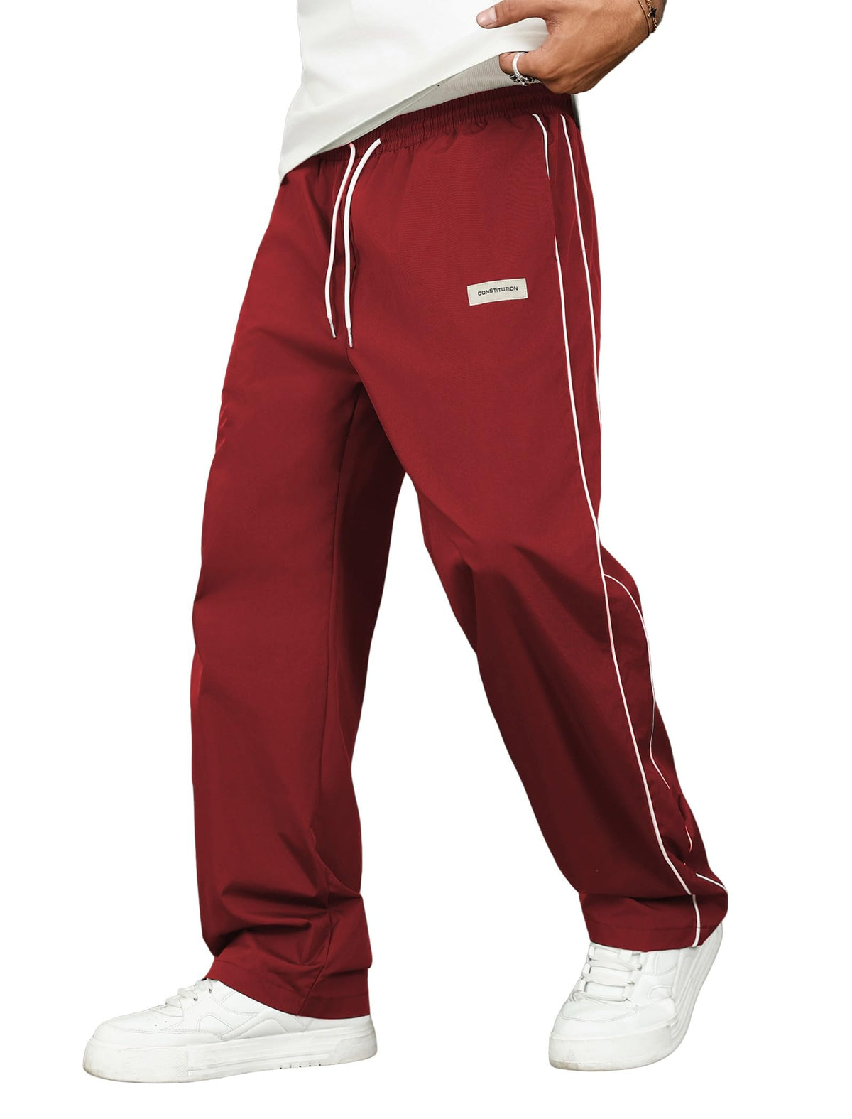 ZAFUL Mens Casual Sweatpants Stripe Drawstring Letter Y2K Baggy Track Pants