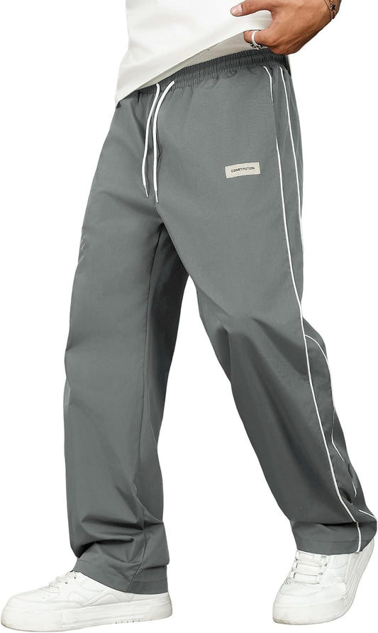 ZAFUL Mens Casual Sweatpants Stripe Drawstring Letter Y2K Baggy Track Pants
